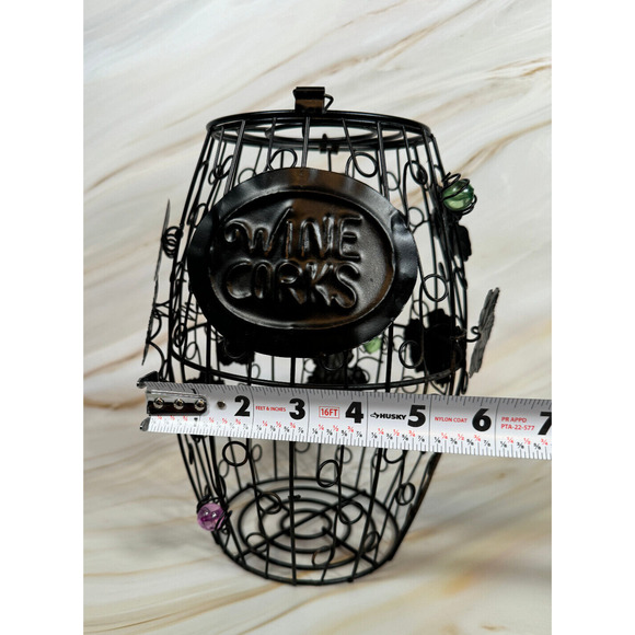 Metal Wine Cork Barrel Decorative Holder Glass Beads Sturdy 6.5 x 6.5 x 9.5 - Picture 8 of 8